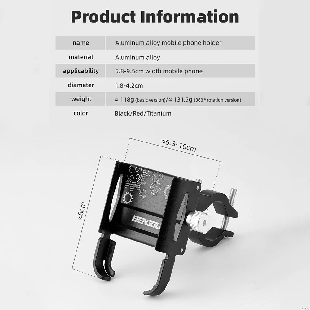 Aluminum Bike Phone Holder 360 Rotation Handlebar Mount - Smarsty