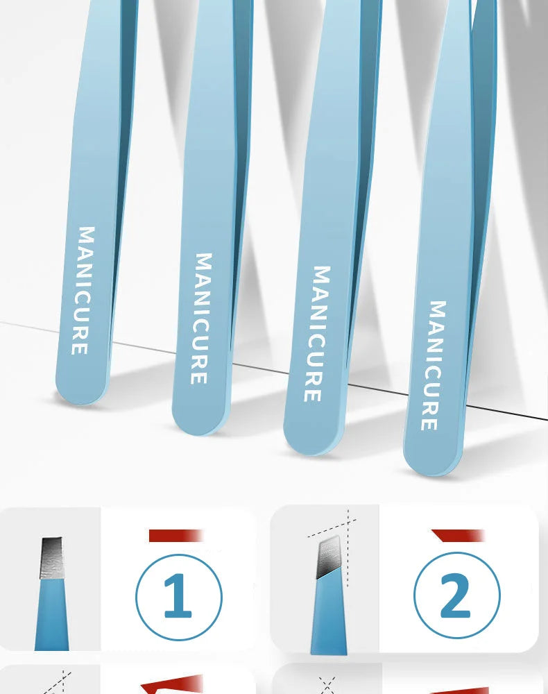 Stainless Steel Eyebrow Tweezers for Precise Hair Removal - Smarsty