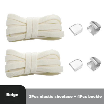 Flat Elastic Shoe Laces Sneakers No Tie Shoelaces for Shoes Tennis Quick Shoelace Clips Without Ties Shoe Accessories Kids Adult - Smarsty