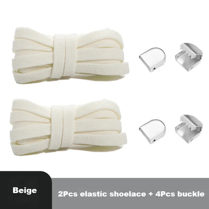 Flat Elastic Shoe Laces Sneakers No Tie Shoelaces for Shoes Tennis Quick Shoelace Clips Without Ties Shoe Accessories Kids Adult - Smarsty