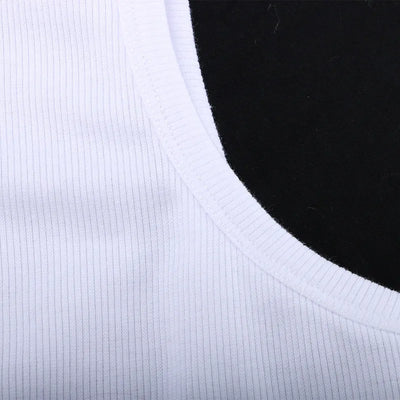 Rib Knit Green Women's Tank Top Summer Casual Basic Skinny Vest Sleeveless White Off Shoulder Y2K Sexy Woman Crop Top - Smarsty
