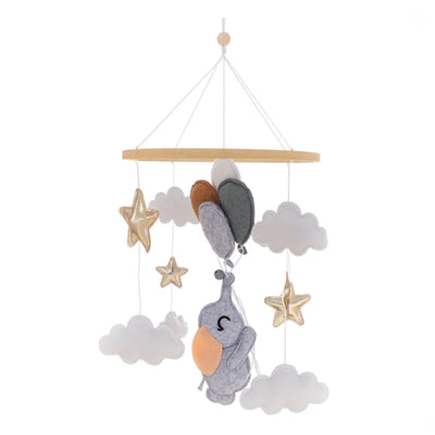 Wooden Crib Mobile Baby Bed Bell Rattle Toy Soft Felt Cartoon Bear Mobile Hanging Newborn Music Box Bed Bell Hanging Bracket Toy by Smarsty