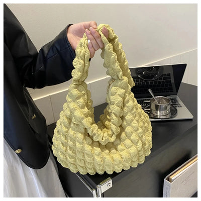 Crossbody Bag Pleated Embroidered Plaid Tote For Women - Smarsty