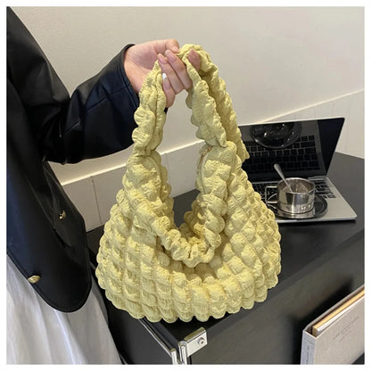 Crossbody Bag Pleated Embroidered Plaid Tote For Women - Smarsty