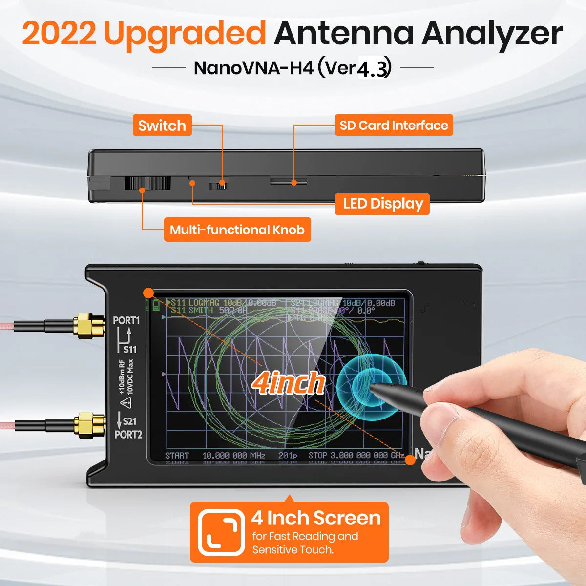 2024 NanoVNA-H4 Vector Network Analyzer with SD Card Slot - Smarsty