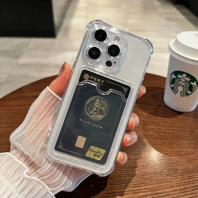 Smarsty Soft Card Holder Phone Case Clear Bumper For iPhone -