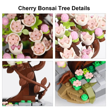 Mini Plant Bonsai Building Block Flower Plant Cherry Blossom Tree Potted Bouquet Model Bricks Home Decoration Toy For Kids Gifts - Smarsty