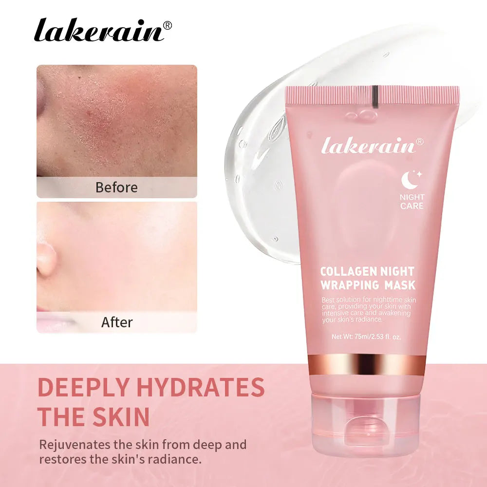 Night Collagen Wrapping Mask Rejuvenation Moisturizing Brightening Korean Face Mask Make Glowy Skin Elasticity Facial Mask - Smarsty