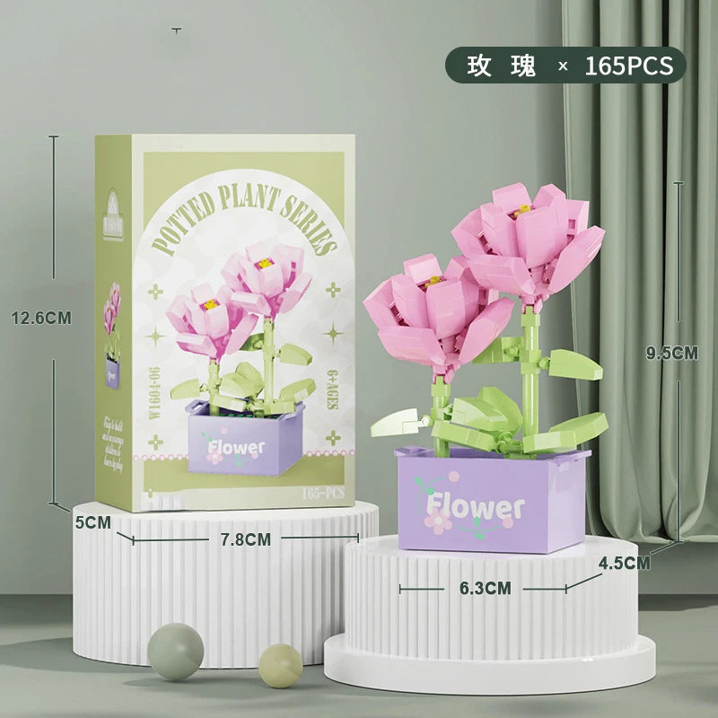 Bouquet Flower Mini Diy Building Block Toys for Children Bricks Blocks for Adults Constructor Micro Bricks Construction Set Gift