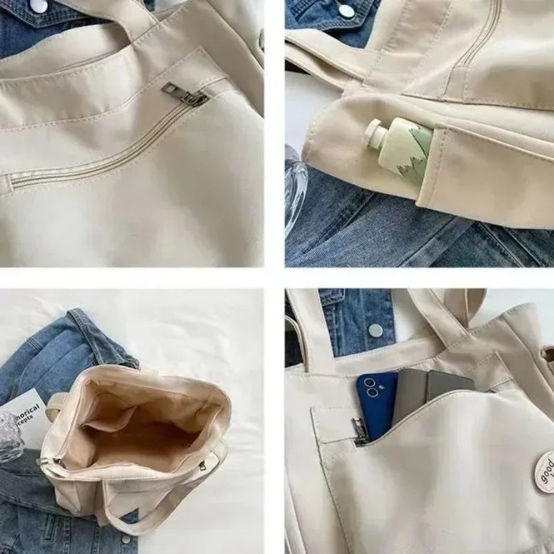 Women Canvas Shoulder Bag Large Capacity Tote For Everyday - Smarsty