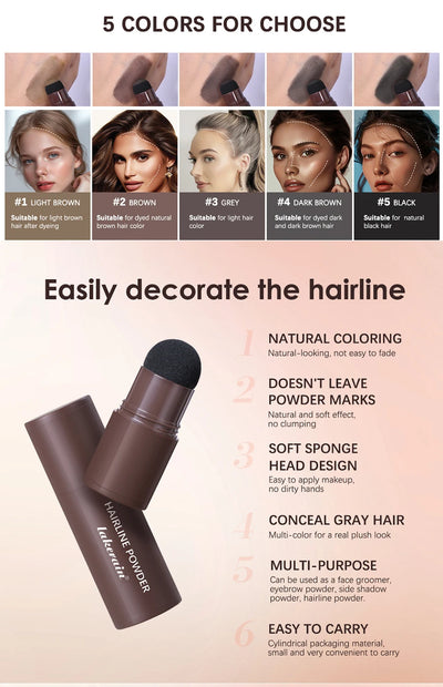 Hairline Shadow Powder Hair Waterproof Hairline Root Cover Up Natural Black Brown Eyebrow Contour Stick Repair Fill in Hair Tool - Smarsty