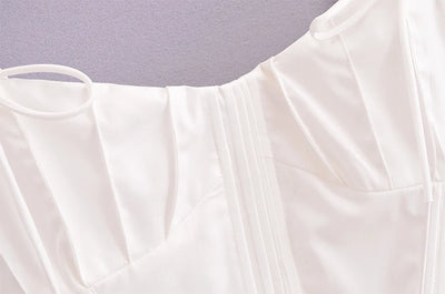 Chu Sau beauty 2024 Women Fashion Sweet Square Collar Tank Top Sexy Backless Chic Fish Bone Cropped Tops Palace Style Corset Top - Smarsty