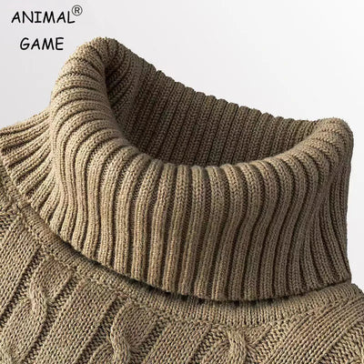 New Turtleneck Sweater Casual Men's Rollneck Knitted Sweater Keep Warm Men Jumper Woolen Sweater - Smarsty