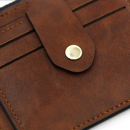 Luxury Small Men's Credit ID Card Holder Wallet Male Slim Leather Wallet with Coin Pocket Brand Designer Purse for Men Women - Smarsty