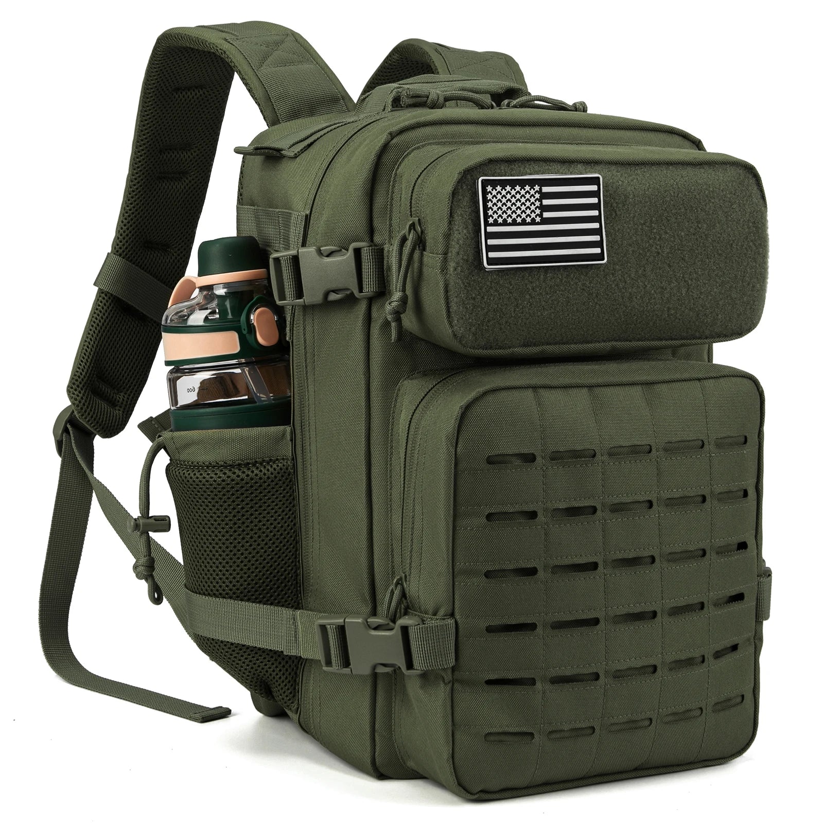 25L Tactical Backpacks for Men survival Laser Cut Molle Daypack Small Bug Out Bag Gym Hking Rucksack with Dual Cup Holders - Smarsty