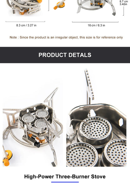 Widesea Camping Tourist Burner Big Power Gas Stove Cookware Portable Furnace Picnic Barbecue Tourism Supplies Outdoor Recreation