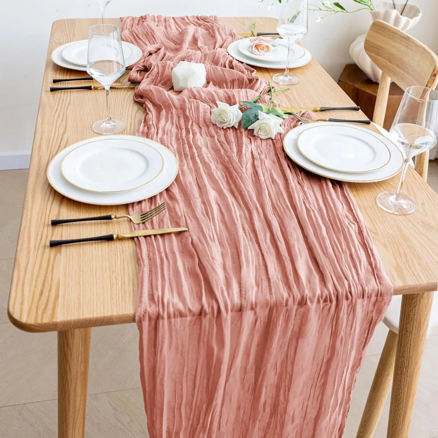 Boho Cheesecloth Table Runner Set for Weddings - Smarsty