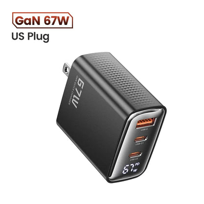 GaN USB Type C Charger With Digital Display 65W Power - Smarsty