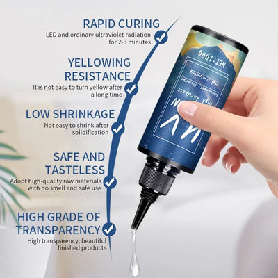 UV Resin Glue for DIY Jewelry, Epoxy Resin and UV Lamp High Transparency Fast Drying High Hardness, 20g, 50g, 100g, 250g, 1000g - Smarsty