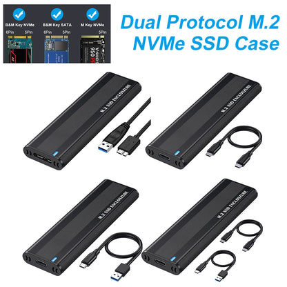M.2 NVME SSD Enclosure External M2 NVMe Case M2 Type C 10Gbps Adapter M Key HD Storage Box for Mac Windows Laptop PC