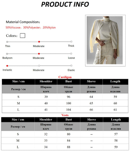 Blubelle Women's New Autumn Turtleneck Sleeveless Tank Top Soft Knit Button Up Cardigan Sweater Fashion Sets - Smarsty