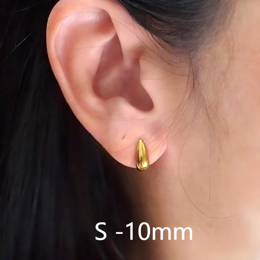 Vintage Chunky Water Drop Earrings in Gold Plated Stainless Steel - Smarsty