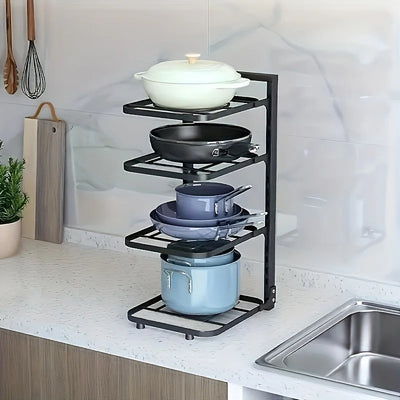 Adjustable Pot Rack Organizer, Kitchen Stainless Steel Pot Storage Rack ,Multi-Layer Household Pot and Pan Organzier for Kitchen by Smarsty