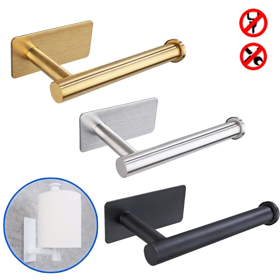 Stainless Steel Adhesive Paper Holder for Kitchen and Bathroom - Smarsty