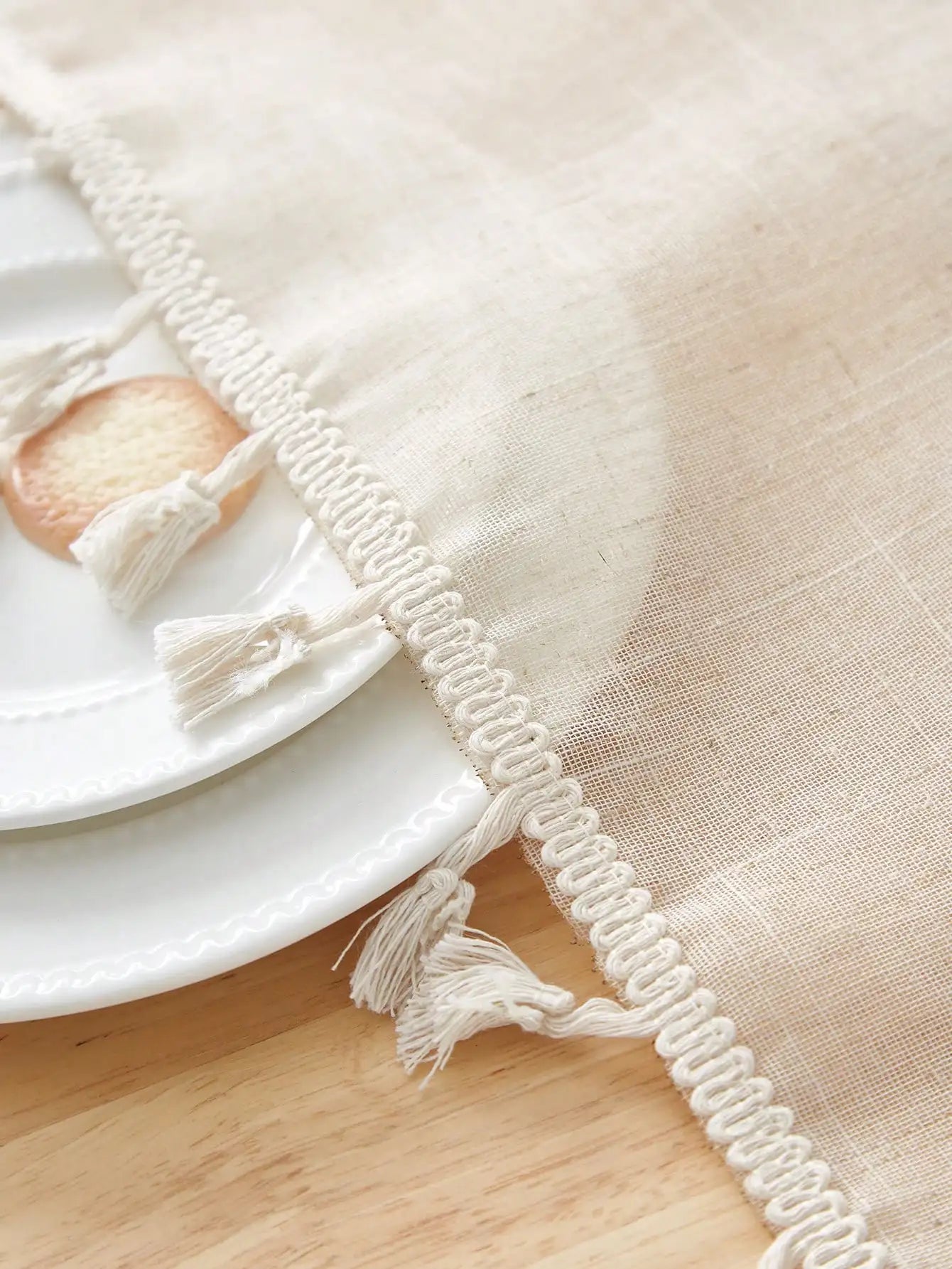 Beige Linen Square Tablecloth for Retro Home Decor - Smarsty
