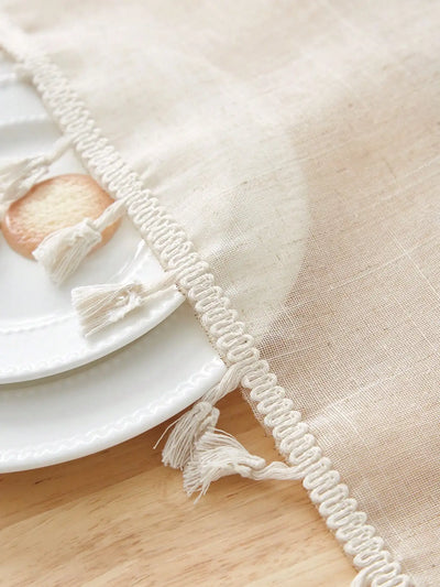 Beige Linen Square Tablecloth for Retro Home Decor - Smarsty