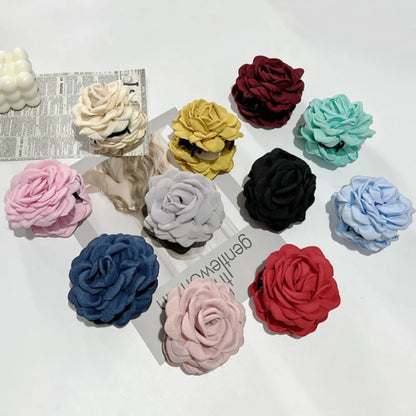 French Fabric Rose Hair Claw Clip Elegant Gift For Women - Smarsty