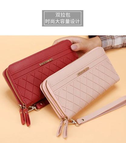 Long Women's Wallet Female Purses Tassel Coin Purse Card Holder Wallets Double Zipper Pu Leather Clutch Luxury Money Phone Bag - Smarsty