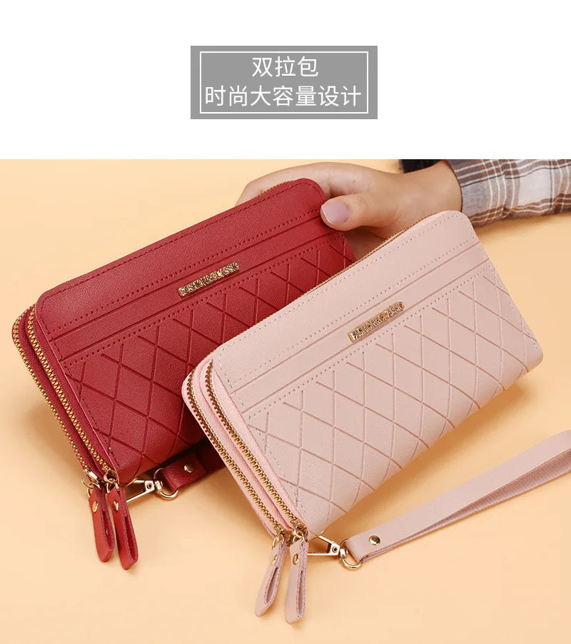 Long Women's Wallet Female Purses Tassel Coin Purse Card Holder Wallets Double Zipper Pu Leather Clutch Luxury Money Phone Bag - Smarsty