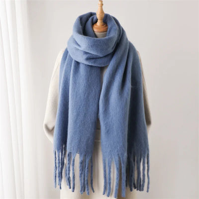 Winter Scarf for Women Cashmere Warm Solid Pashmina Blanket Wraps Female Thick Soft Bufanda Big Tassel Shawl Long Poncho Echarpe - Smarsty