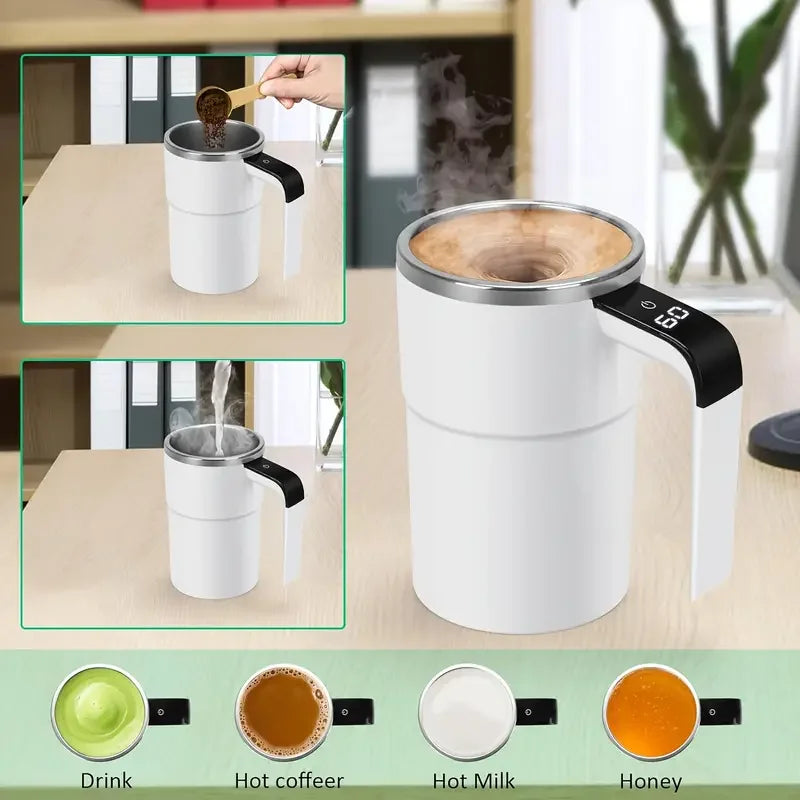 Smart mixing coffee cup LED display|USB charging|magnetic mixing function - Smarsty