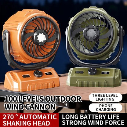 Camping Fan 20000mAh Rechargeable Portable Camping Circulator Fan Wireless Tent Ceiling Fan with LED Light and Hook