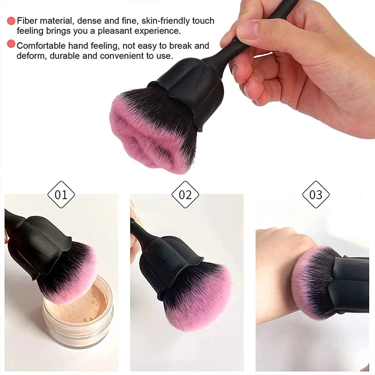 Rose-Shaped Soft Nail Dust Brush for Manicure - Smarsty