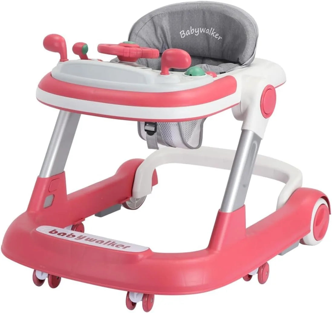 2 in 1 Baby Walker, Toddler Baby Push Walker with Removable Feeding Tray and Music Tray(Without Battery), Foldable Walker - Smarsty