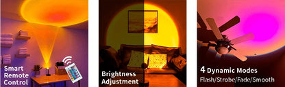 USB LED projector night light RGB sunset atmosphere night light, with remote control, used for room decoration photography