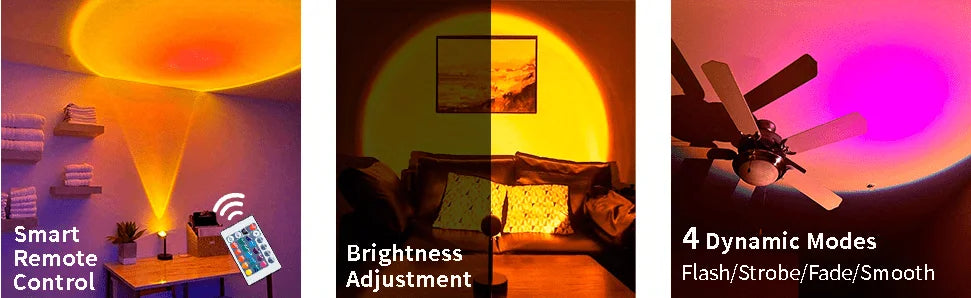 USB LED projector night light RGB sunset atmosphere night light, with remote control, used for room decoration photography