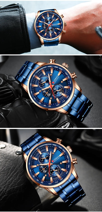 Luxury CURREN Quartz Men’s Watch Waterproof Sport Chronograph - Smarsty