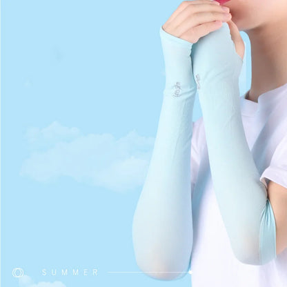 Anti UV Arm Covers Fingerless Gloves Cooling Elastic Sleeves - Smarsty