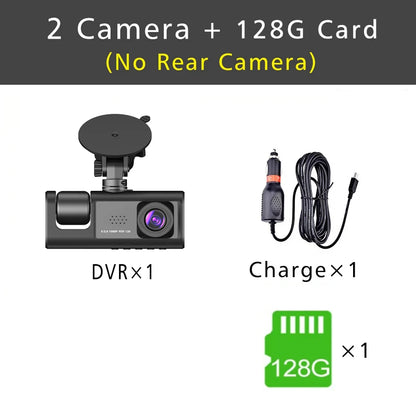 Three Channel Dash Cam 1080P With Three Lenses For Cars - Smarsty