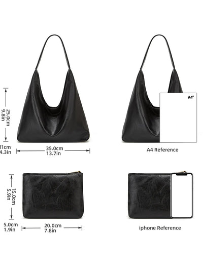 Casual PU Tote Bag For Women Large Capacity Shoulder Bag - Smarsty