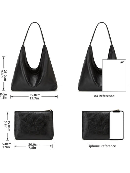 Casual PU Tote Bag For Women Large Capacity Shoulder Bag - Smarsty