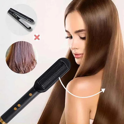Electric Hair Straightener Brush Fast Heating Ceramic Design - Smarsty