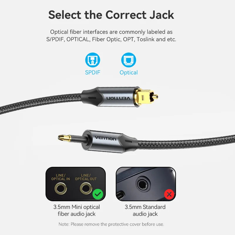 Vention Toslink SPDIF Optical Audio Cable for Amplifiers - Smarsty