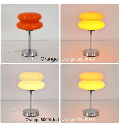 Trichromatic Dimming Macaron Glass Table Lamp for Cozy Bedrooms - Smarsty
