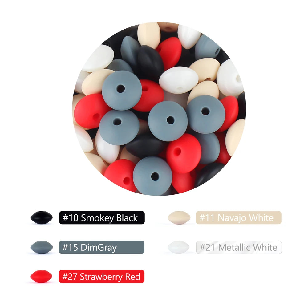 Silicone Beads 12mm Lentil Focal Beads Non Toxic Diy Set - Smarsty