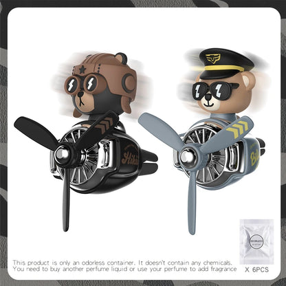 Odorless Car Air Freshener Vent Clip Bear Pilot Decor - Smarsty